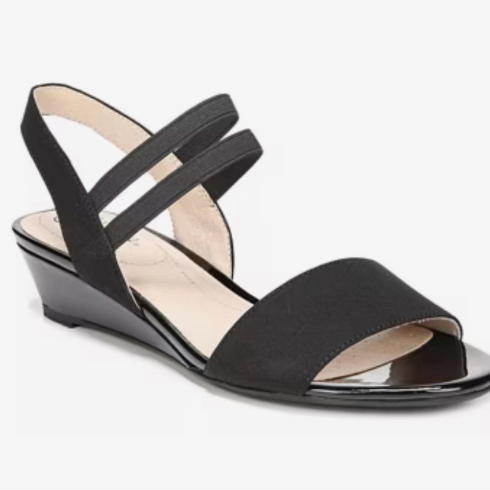 LifeStride Yolo Wedge Sandal Black with Sleek Design Sz 9 Wide EUC